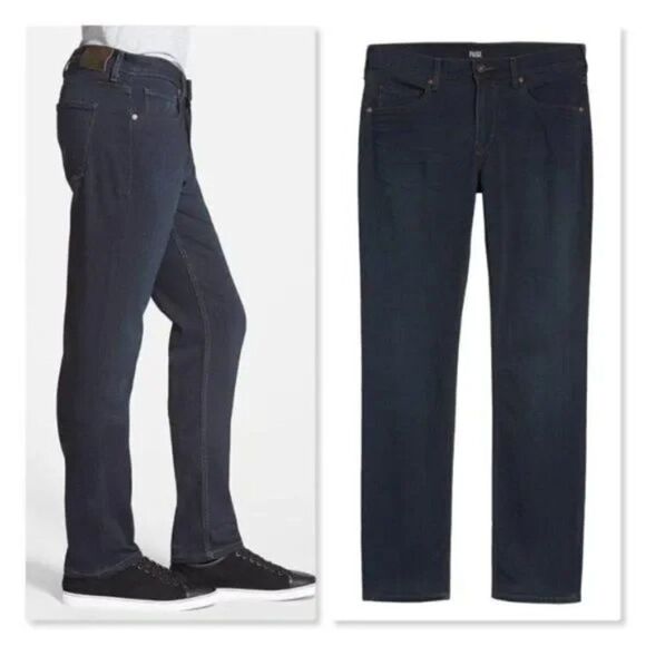 PAIGE Federal Slim Straight Leg Jeans - size 34x27 in Dark Blue - Picture 2 of 14